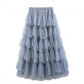 Multi -layered large mesh cake skirt panton skirt mid -length high waist thin fairy yam skirt 2022 spring new