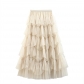 Multi -layered large mesh cake skirt panton skirt mid -length high waist thin fairy yam skirt 2022 spring new