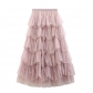 Multi -layered large mesh cake skirt panton skirt mid -length high waist thin fairy yam skirt 2022 spring new