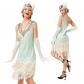 European and American retro 1920V collar double -layer streaming dress Gatsby cocktail dance sequins beaded dress