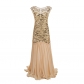 1920Party Deess Annual Meeting Dinner Long Dress Skirt Retro Sequenant Bead Pintellar Said