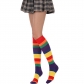 Rainbow striped in the middle of the stockings medium thickness long cylindrical women but knee cotton socks codsplay fashion performance socks