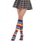 Rainbow striped in the middle of the stockings medium thickness long cylindrical women but knee cotton socks codsplay fashion performance socks