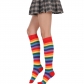 Rainbow striped in the middle of the stockings medium thickness long cylindrical women but knee cotton socks codsplay fashion performance socks