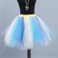 Two-color mesh skirt, tulle skirt, short tutu skirt, adult stage performance skirt