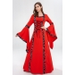 2022 European and American square neck trumpet sleeve long gothic retro women's medieval court robe dress