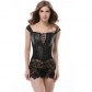 European and American sexy lace leather corset corset bodysuit Siamese court corset