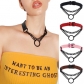 European and American personality dark punk style leather ring collar necklace street shooting black chain neckband neck chain collarbone chain