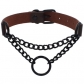 European and American personality dark punk style leather ring collar necklace street shooting black chain neckband neck chain collarbone chain