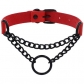 European and American personality dark punk style leather ring collar necklace street shooting black chain neckband neck chain collarbone chain