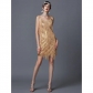 1920 Vintage Gatsby Dress Beaded Fringe V-Neck Sling Evening Dress Vintage Sequin Dress