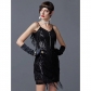 1920 Vintage Gatsby Dress Beaded Fringe V-Neck Sling Evening Dress Vintage Sequin Dress