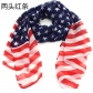American Flag Pattern Stars and Stripes European and American Lengthened Chiffon Scarf Wholesale Shawl Scarf Ladies Sailor Dance Silk Scarf