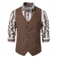 2023 New Western denim retro vest cross -border V -neck solid color medieval daddy vest