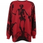 Autumn and winter new hot girl long -sleeved top personality trendy slim skeleton water printing round neck sweater women's clothing