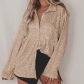 2023 autumn beaded shirt European and American sexy women's hot girl pure color button top long -sleeved sequined cardigan