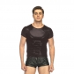 Nightclub stripping dance performance clothing imitation leather short -sleeved top mesh T -shirt shorts men's patent leather sexy underwear