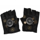 European and American steam punk leather glove gear half -finger glove gloves compass retro