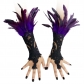 Black feathers slide gloves Witch Halloween Dance Fatty Gloves Hooks embroidered lace black gloves