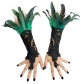 Black feathers slide gloves Witch Halloween Dance Fatty Gloves Hooks embroidered lace black gloves