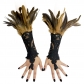 Black feathers slide gloves Witch Halloween Dance Fatty Gloves Hooks embroidered lace black gloves