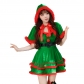 2023 new red and green hat Christmas dress cute hair ball Christmas skirt Christmas party clothing