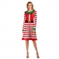 2023 European and American Christmas Dress stripes digital printed long -sleeved casual skirt new skirt