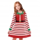 European and American Christmas party Parent -child leisure skirt Christmas green striped digital printing as a dress female