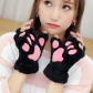 Winter cartoon cat's claws with rope warm glove men and women Korean version of cute girls dew fingers