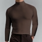 European and American men's clothing autumn and winter high -necked long -sleeved T -shirt men's bottom shirt men's solid color top