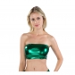 European and American new women's clothing nightclub stage wrapped chest patent leather solid color tube top shirt performance suit