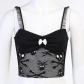 Dark European and American take skull lace halter top sexy perspective stitching print small halter vest