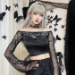 Off-the-shoulder women's top summer new dark wind slim lace flared sleeves lace-up T-shirt
