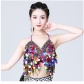 Sequin colorful Chest wrap belly dance Bra Hanging coin stage show sequin fringe top