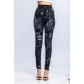 Explosive new hot selling slim-fit hip-lifting breathable super elastic nine-point pants leaf print imitation denim leggings