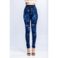 Explosive new hot selling slim-fit hip-lifting breathable super elastic nine-point pants leaf print imitation denim leggings