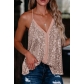 Europe and the United States new products V-neck splicing sequin suspender vest women's top