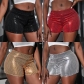 2023 European and American high waist casual shorts hot pants women's high stretch sequin bead piece bar performance costume