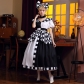 Halloween new performance costume black and white checkerboard Queen Checkerboard anthropomorphic queen large bow skirt