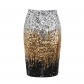 New women's mid-length high-waisted sequin gradual color change half skirt shiny pencil skirt party cocktail dress