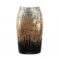 New women's mid-length high-waisted sequin gradual color change half skirt shiny pencil skirt party cocktail dress