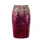 New women's mid-length high-waisted sequin gradual color change half skirt shiny pencil skirt party cocktail dress