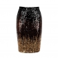 New women's mid-length high-waisted sequin gradual color change half skirt shiny pencil skirt party cocktail dress
