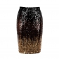 New women's mid-length high-waisted sequin gradual color change half skirt shiny pencil skirt party cocktail dress
