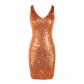 European and American nightclub bar sexy vest sequin dress fashion trend high waist slim V-neck bag buttock dress skirt