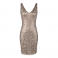 European and American nightclub bar sexy vest sequin dress fashion trend high waist slim V-neck bag buttock dress skirt