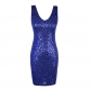 European and American nightclub bar sexy vest sequin dress fashion trend high waist slim V-neck bag buttock dress skirt