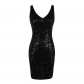 European and American nightclub bar sexy vest sequin dress fashion trend high waist slim V-neck bag buttock dress skirt