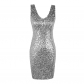 European and American nightclub bar sexy vest sequin dress fashion trend high waist slim V-neck bag buttock dress skirt