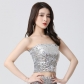 European and American sequin top DS performance costume stage clothing nightclub glitter glitter inside take performance clothing high elastic wipe chest wrap